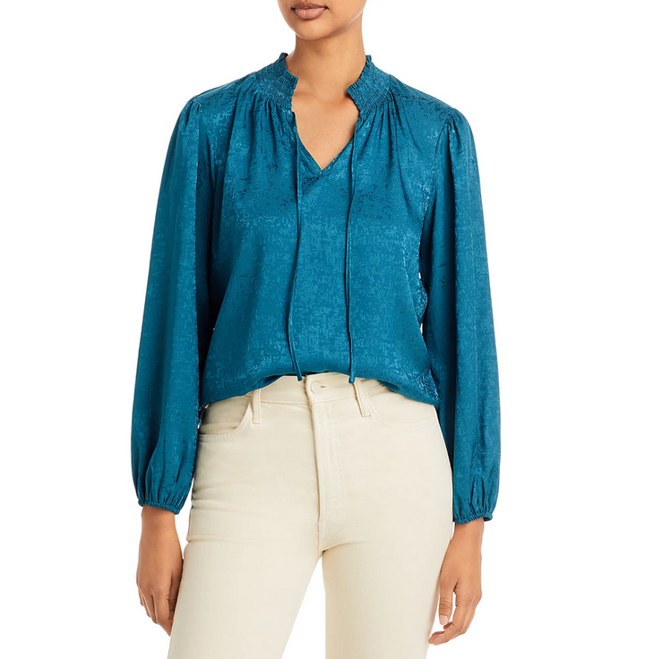 Status by Chenault Smock Neck Jacquard Blouse