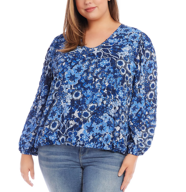 Karen Kane Plus Size Long Sleeve Blouson Top