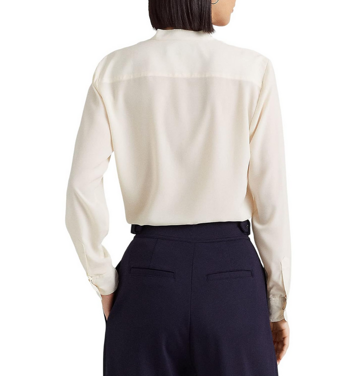 LAUREN RALPH LAUREN Crepe Tie-Neck Shirt