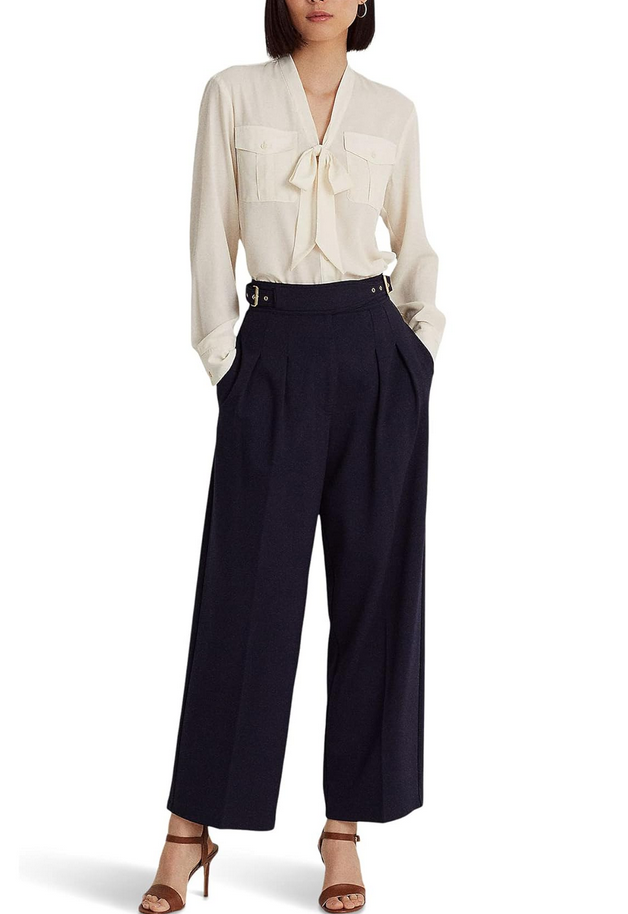 LAUREN RALPH LAUREN Crepe Tie-Neck Shirt