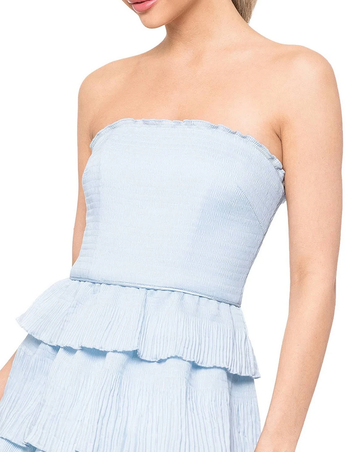 AQUA Ruffled Strapless Party Dress