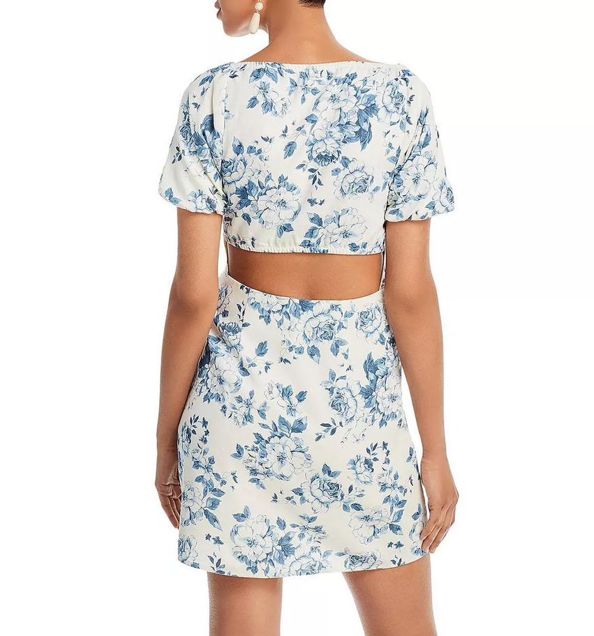 AQUA Puff Sleeve Mini Dress