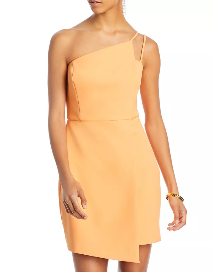 BCBGMAXAZRIA Asymmetric One Shoulder Mini Dress