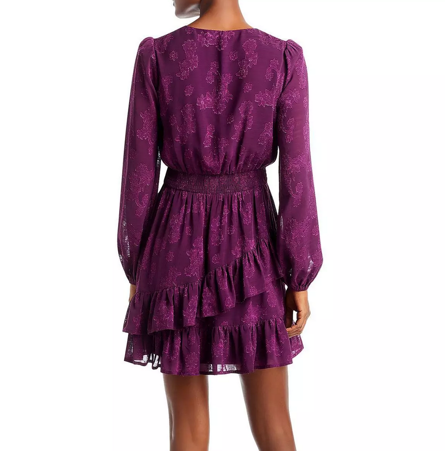 AQUA Asymmetrical Ruffle Mini Dress