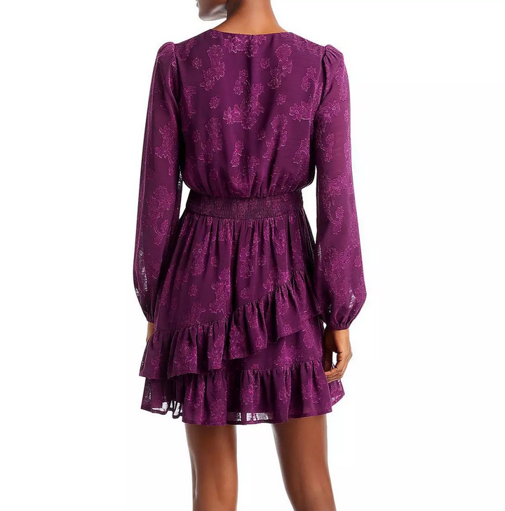 AQUA Asymmetrical Ruffle Mini Dress