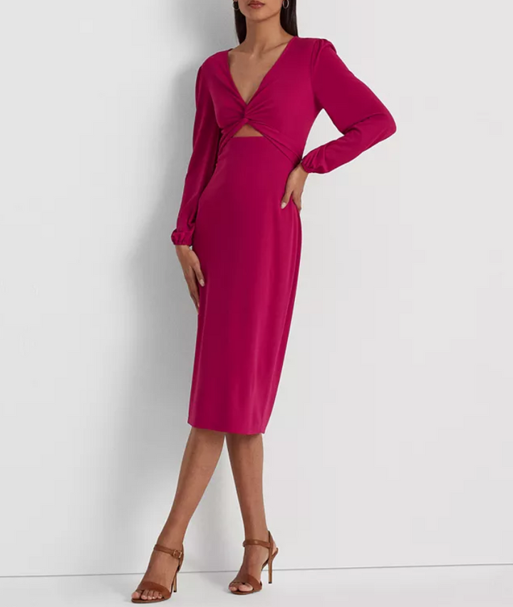 LAUREN RALPH LAUREN Twist-Front Jersey Cutout Dress