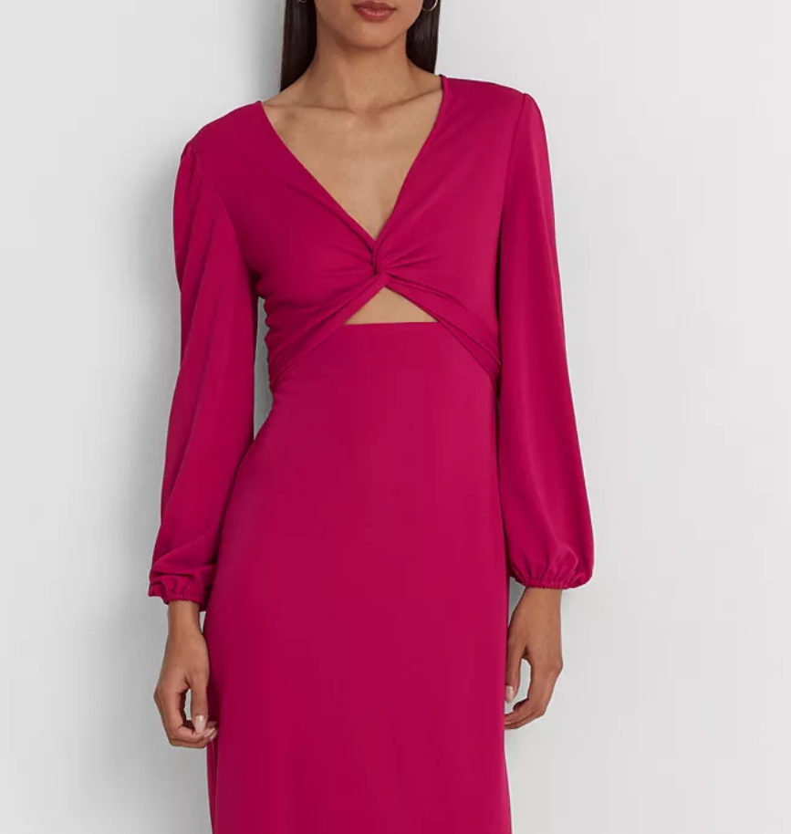 LAUREN RALPH LAUREN Twist-Front Jersey Cutout Dress DGFOutlet LAUREN RALPH LAUREN Twist-Front Jersey Cutout Dress DGFOutlet