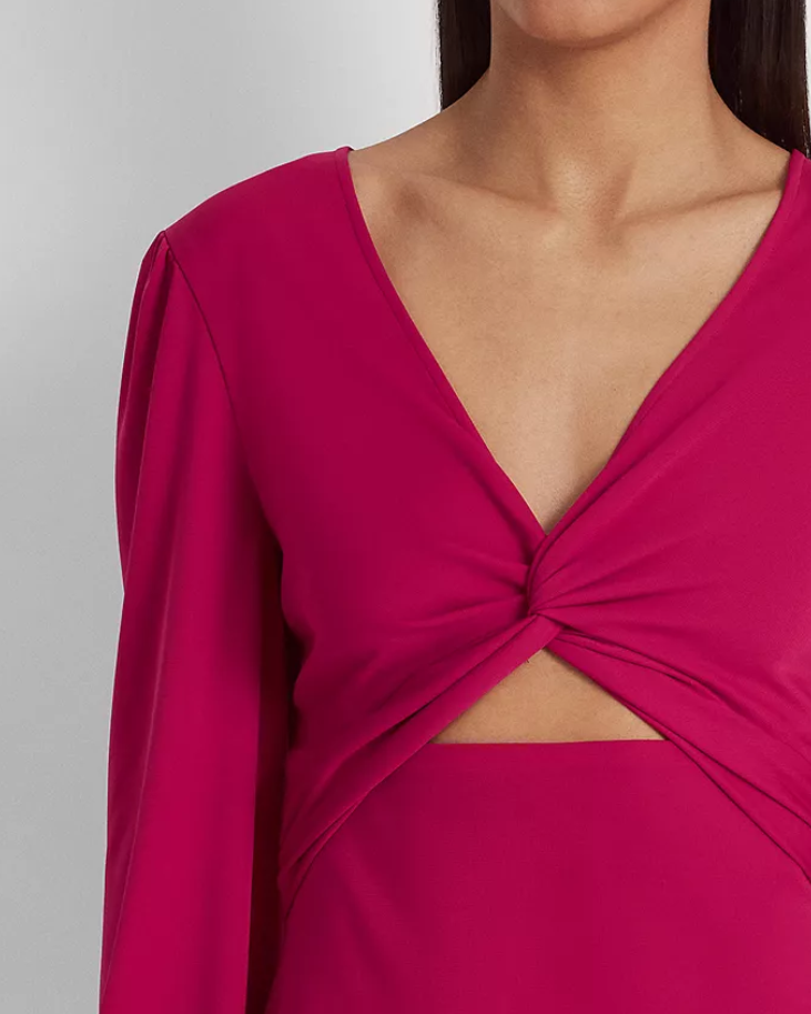 LAUREN RALPH LAUREN Twist-Front Jersey Cutout Dress DGFOutlet LAUREN RALPH LAUREN Twist-Front Jersey Cutout Dress DGFOutlet