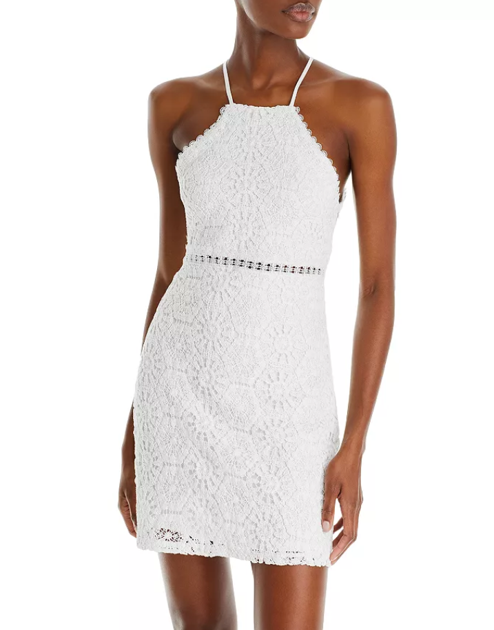 AQUA Crochet High Neck Dress