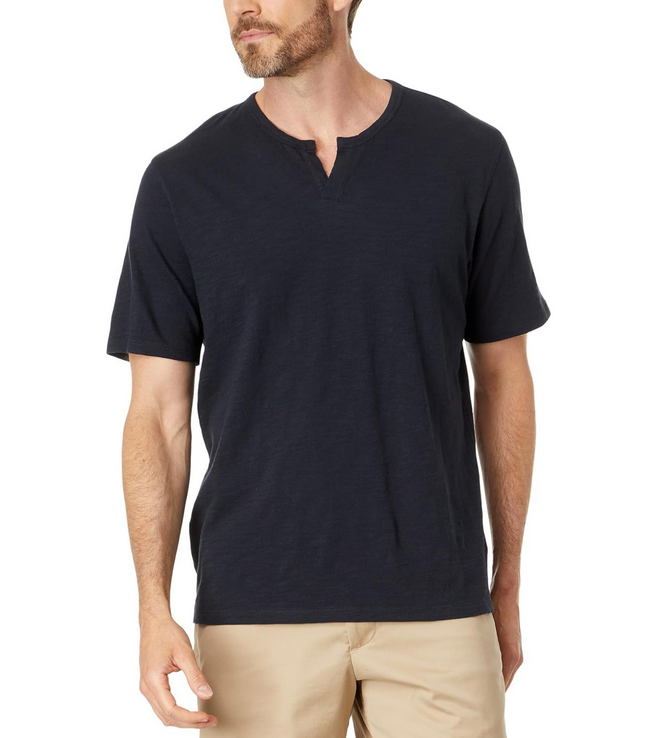 Vince MEN Slub Split-Neck Short Sleeve Tee