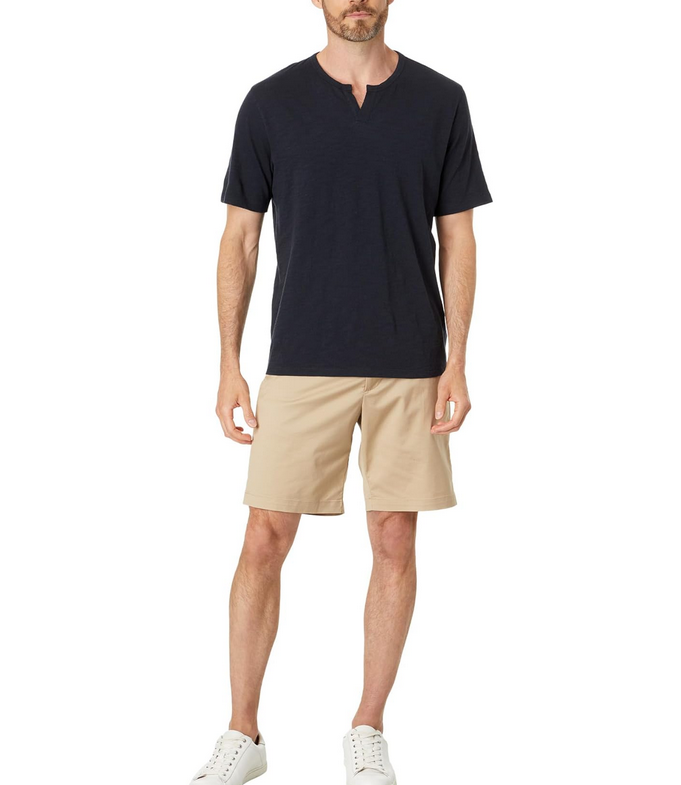 Vince MEN Slub Split-Neck Short Sleeve Tee