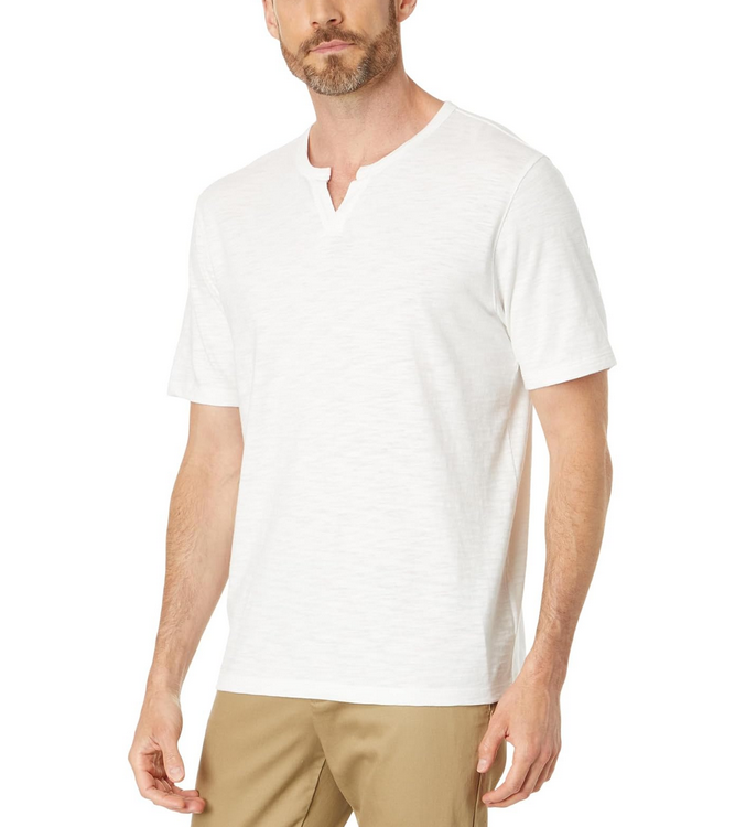 Vince MEN Slub Split-Neck Short Sleeve Tee