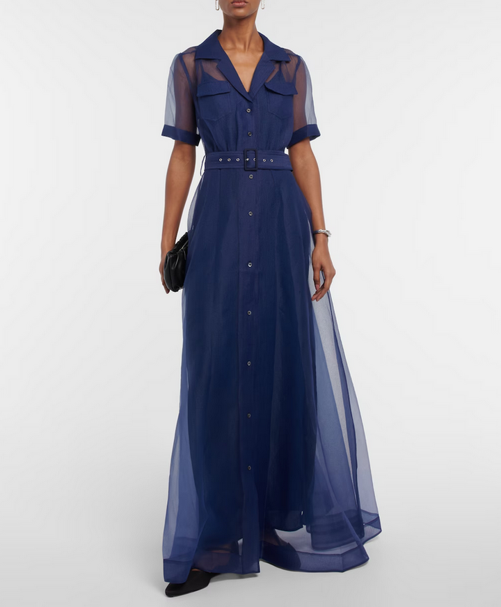 STAUD Millie Organza Maxi Shirtdress