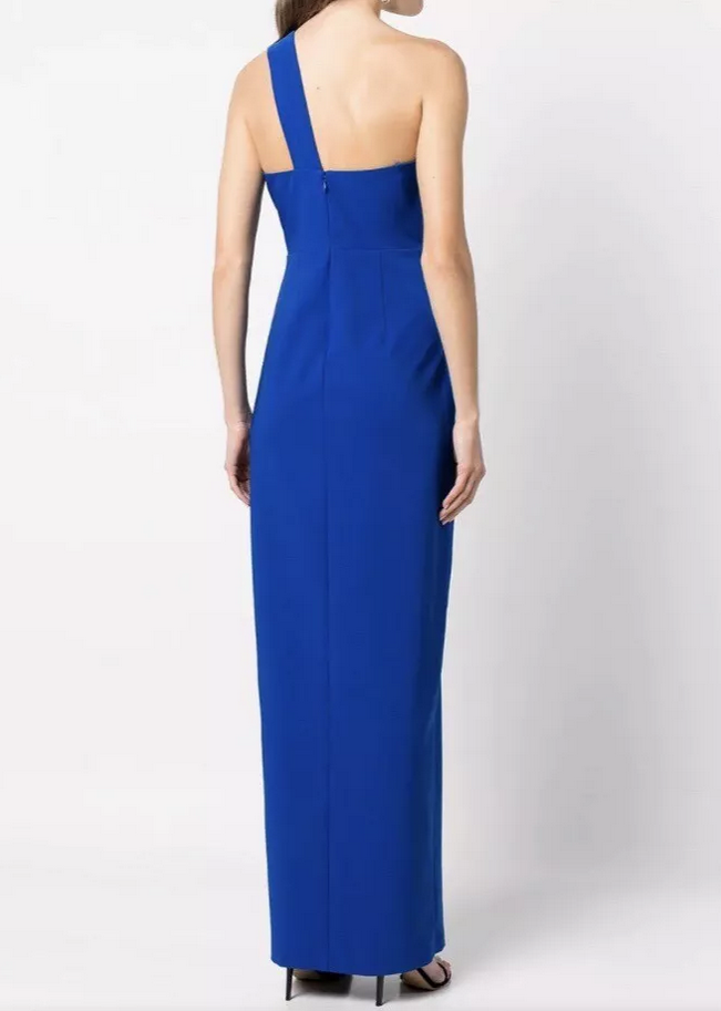 Aidan by Aidan Mattox One-Shoulder Crepe Cutout Gown