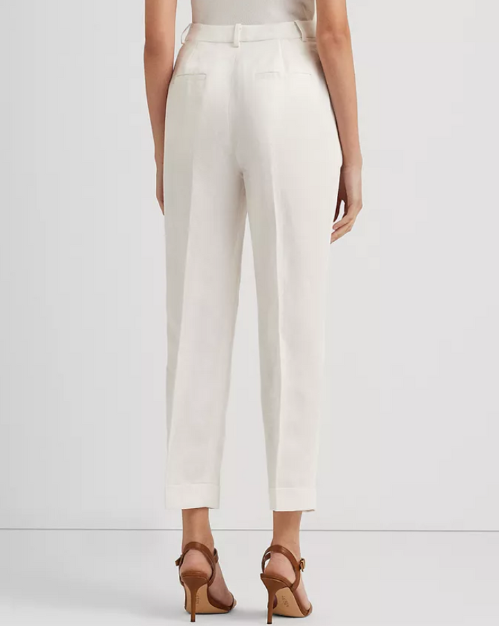 LAUREN RALPH LAUREN Linen-Blend Twill Ankle Pants