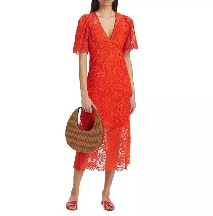 RHODE Eda Lace Midi Dress