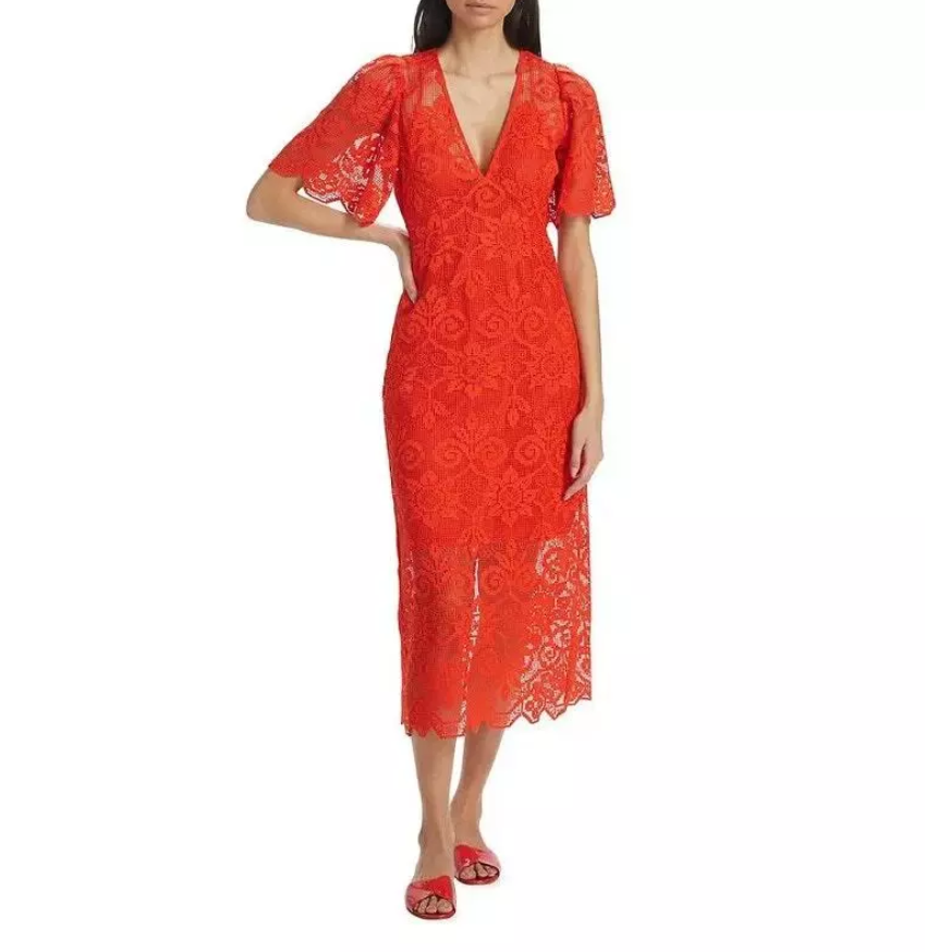 RHODE Eda Lace Midi Dress