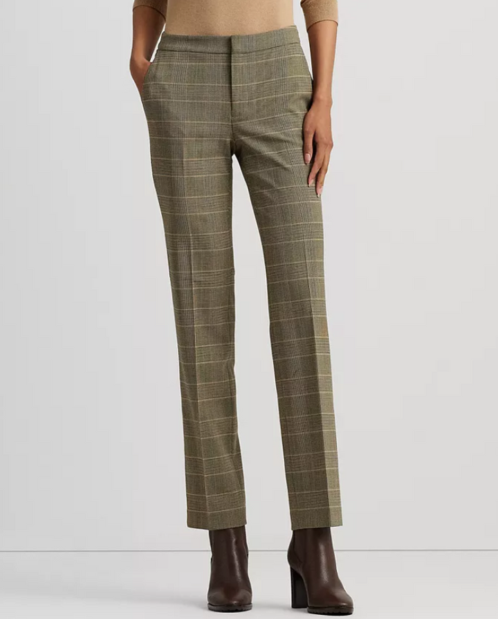 LAUREN RALPH LAUREN Checked Plaid Twill Straight-Leg Pants