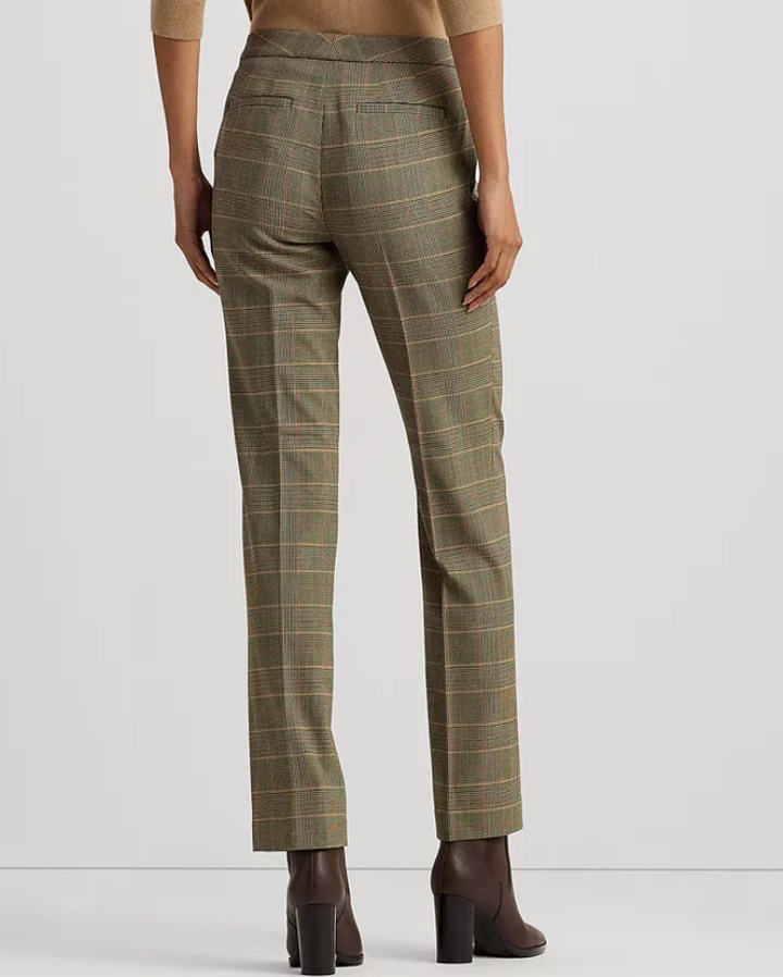 LAUREN RALPH LAUREN Checked Plaid Twill Straight-Leg Pants