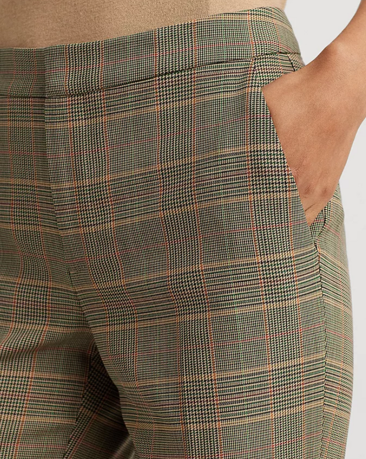 LAUREN RALPH LAUREN Checked Plaid Twill Straight-Leg Pants
