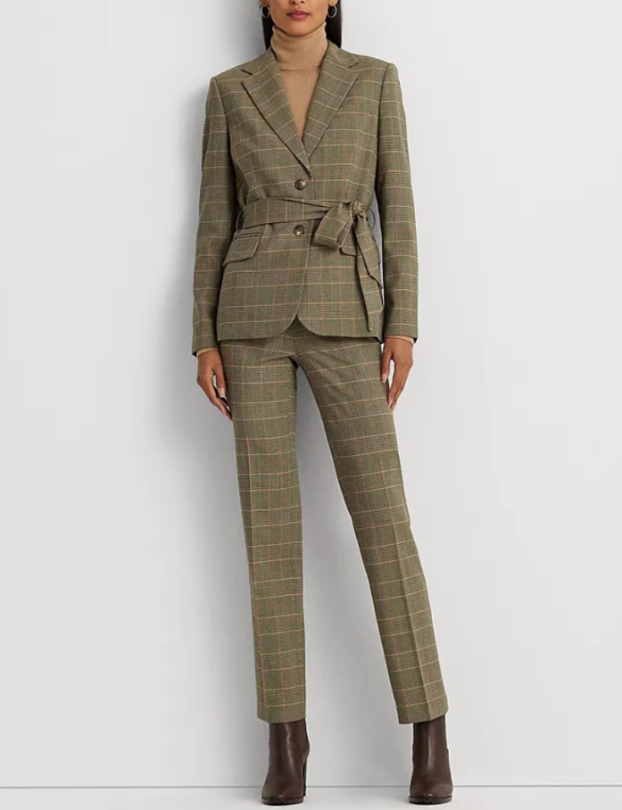 LAUREN RALPH LAUREN Checked Plaid Twill Straight-Leg Pants