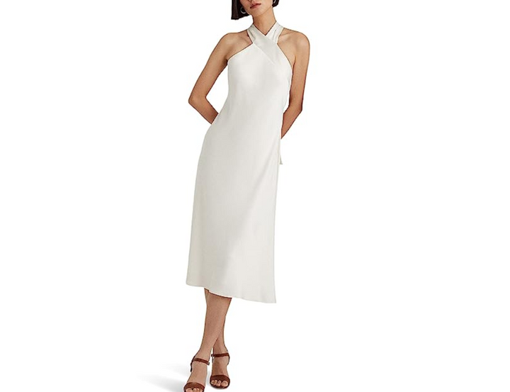 LAUREN Ralph Lauren Satin Charmeuse Halter Cocktail Dress