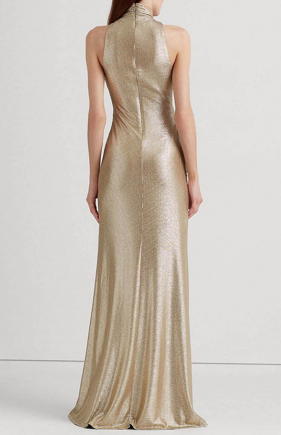 Lauren Ralph Lauren Metallic Sleeveless Turtleneck Gown