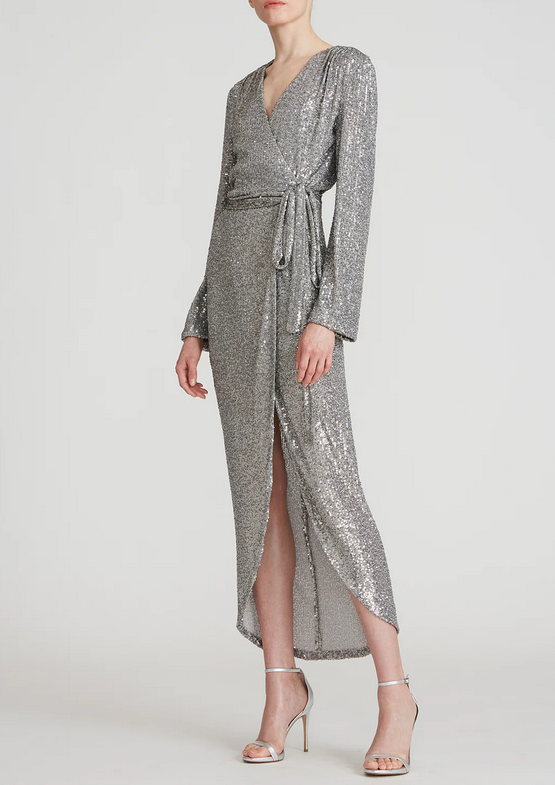 HALSTON Falan Sequined Wrap Dress