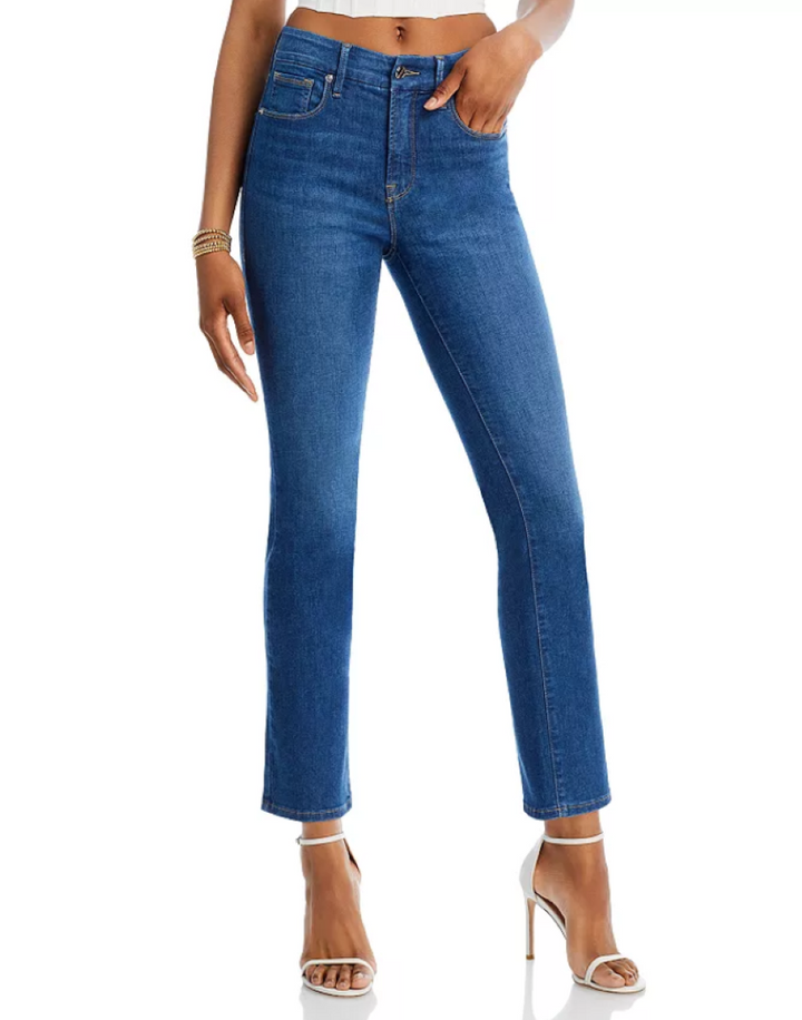 Good American Cotton Blend Good Legs High Rise Straight Jeans