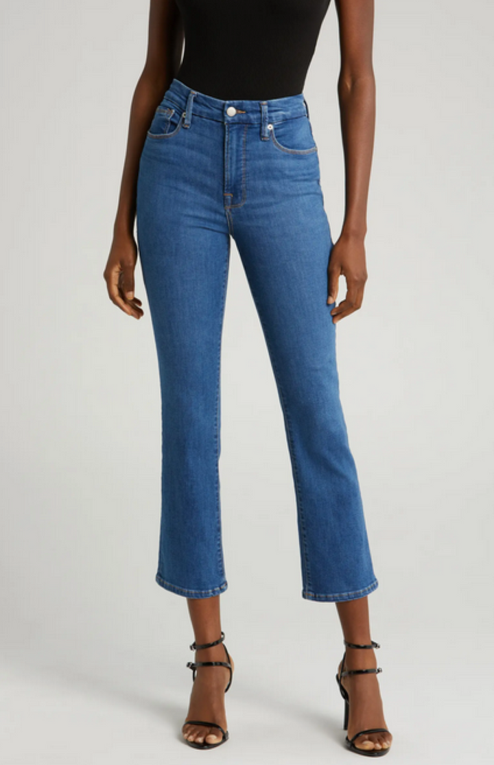 Good American Cotton Blend Good Legs High Rise Straight Jeans