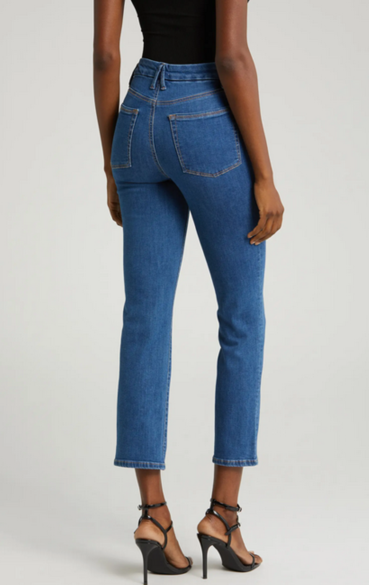 Good American Cotton Blend Good Legs High Rise Straight Jeans