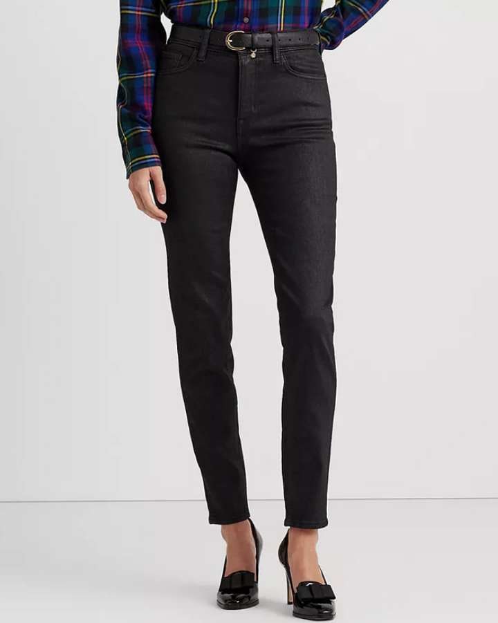 LAUREN RALPH LAUREN Coated High-Rise Skinny Ankle Jeans