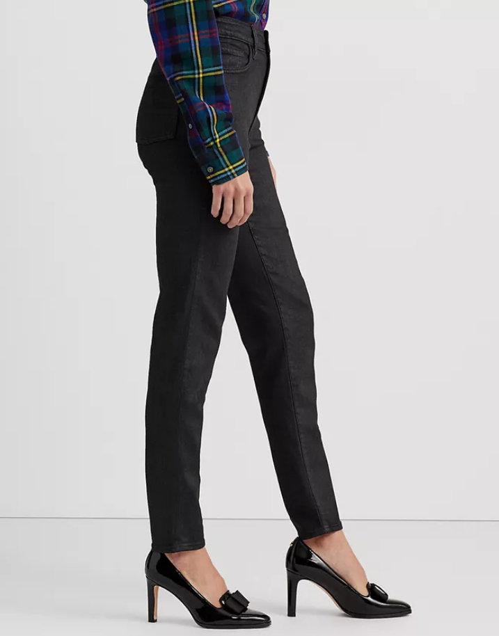 LAUREN RALPH LAUREN Coated High-Rise Skinny Ankle Jeans