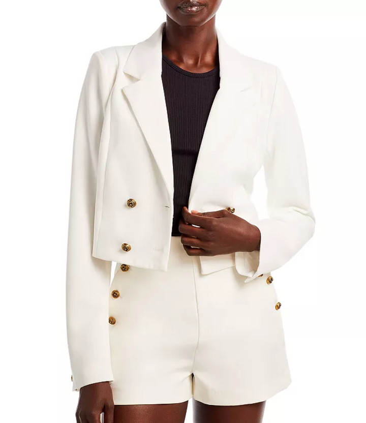 AQUA Knot Button Crop Blazer