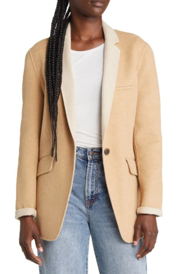 RAG & BONE Margot Single Breasted Virgin Wool Blend Blazer