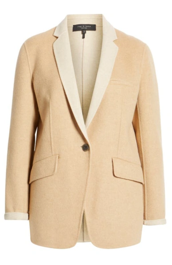 RAG & BONE Margot Single Breasted Virgin Wool Blend Blazer