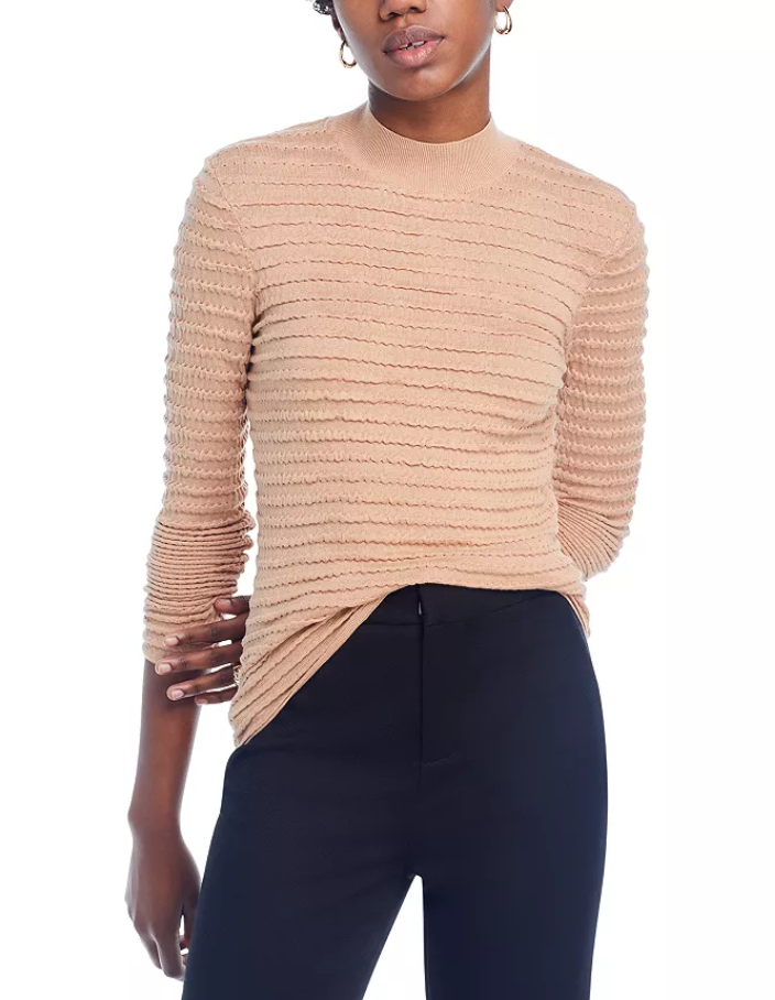 FRAME Smocked Mock Neck Sweater