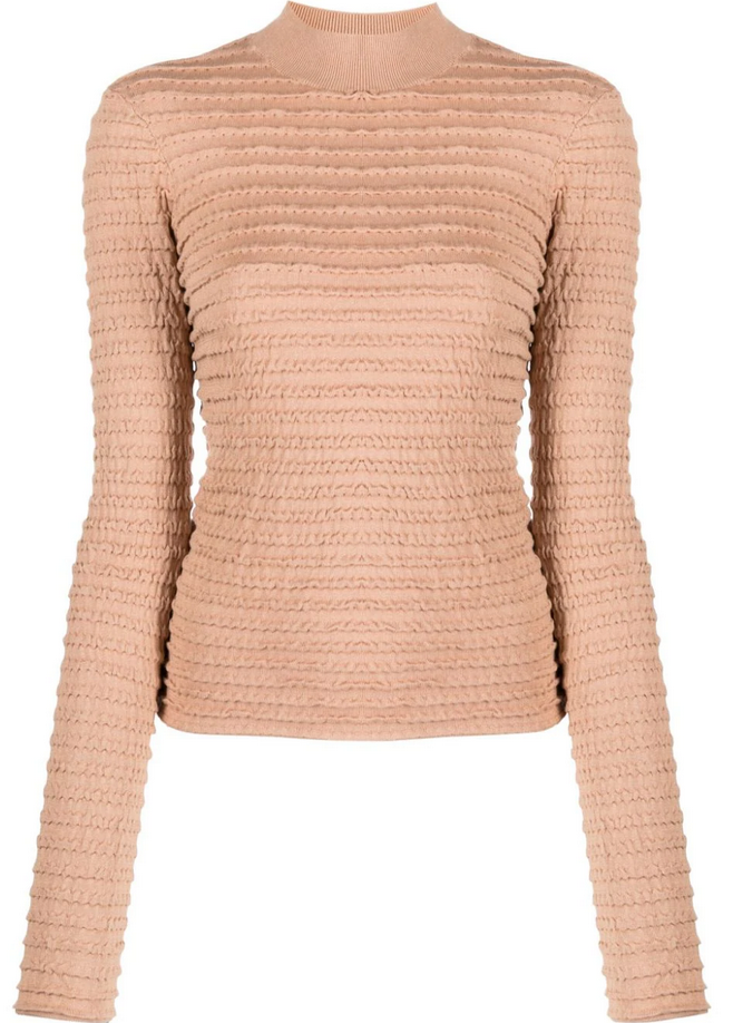 FRAME Smocked Mock Neck Sweater