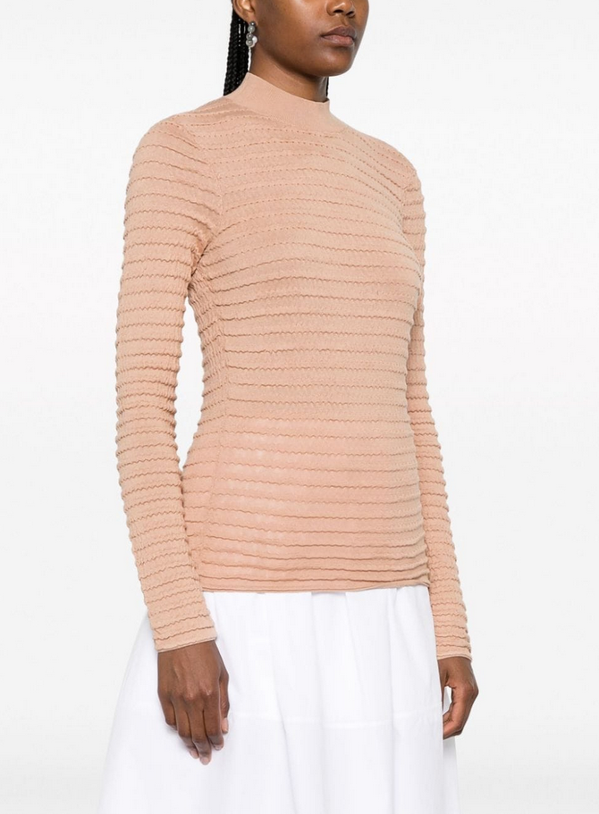 FRAME Smocked Mock Neck Sweater