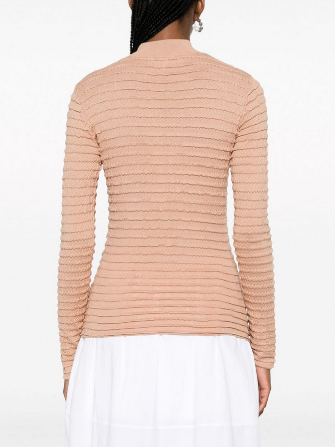 FRAME Smocked Mock Neck Sweater