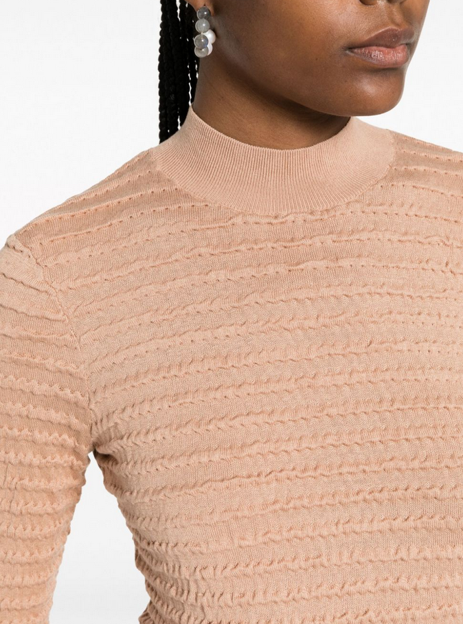 FRAME Smocked Mock Neck Sweater