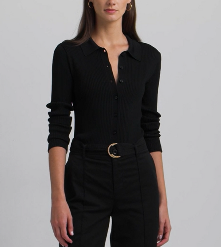 LAUREN RALPH LAUREN Rib-Knit Long-Sleeve Polo Cardigan