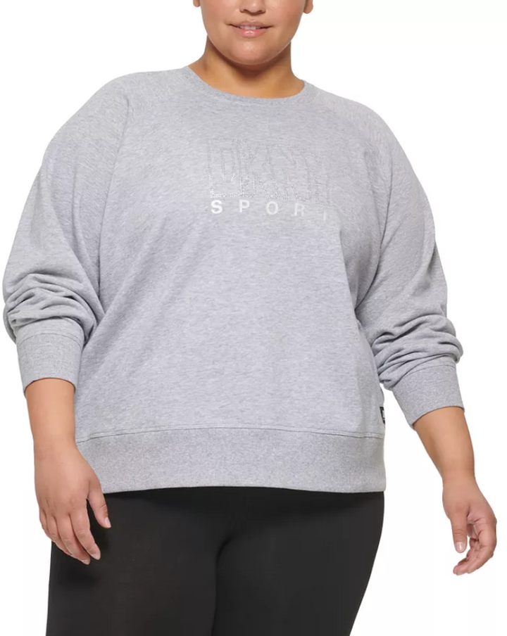 DKNY Sport Plus Size Rhinestone-Outline Logo Sweatshirt