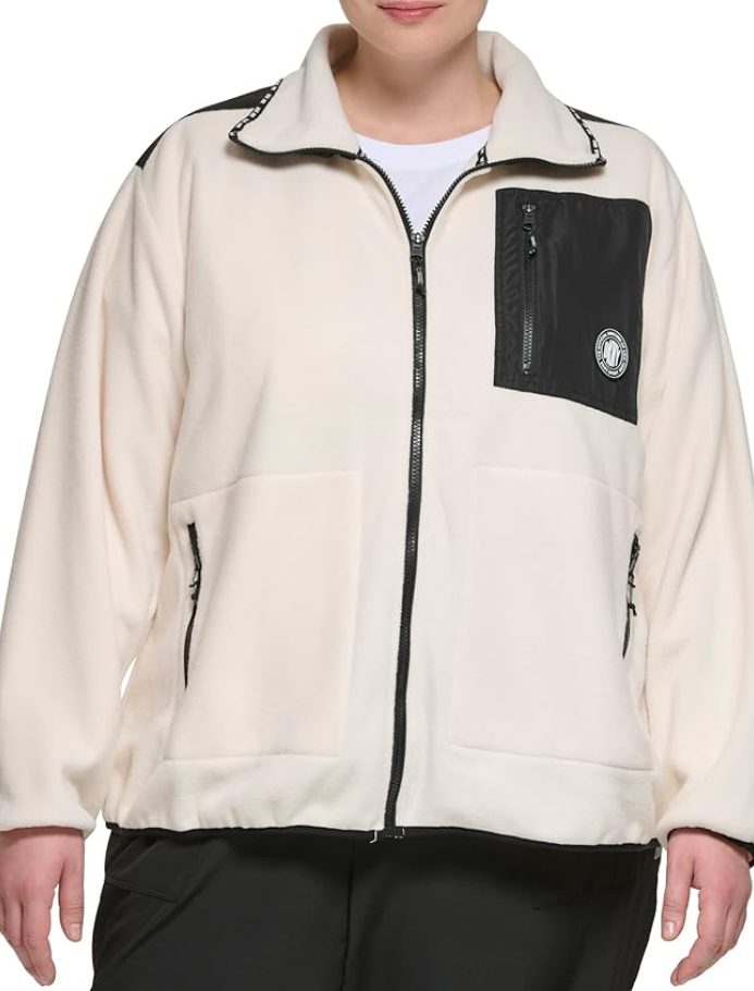 DKNY Sport Plus Size Polar Fleece Full Zip-Up Jacket