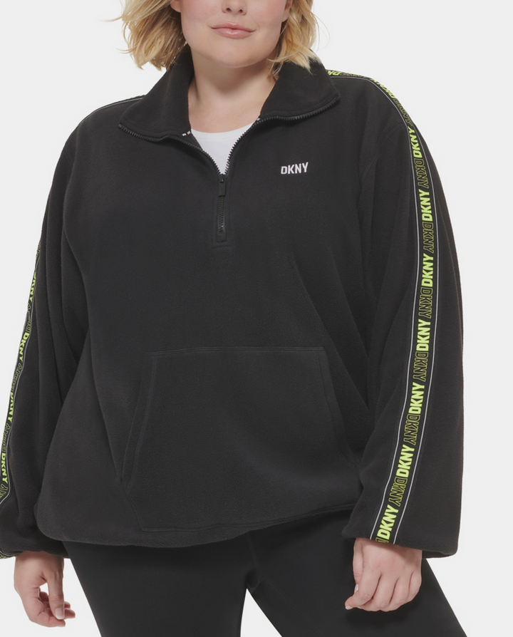 DKNY Sport Plus Size Polar Fleece Logo-Tape Sweatshirt