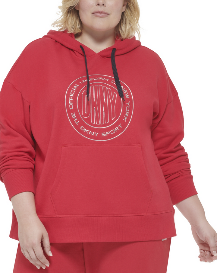 DKNY Sport Plus Size Metallic-Logo Long-Sleeve Hoodie