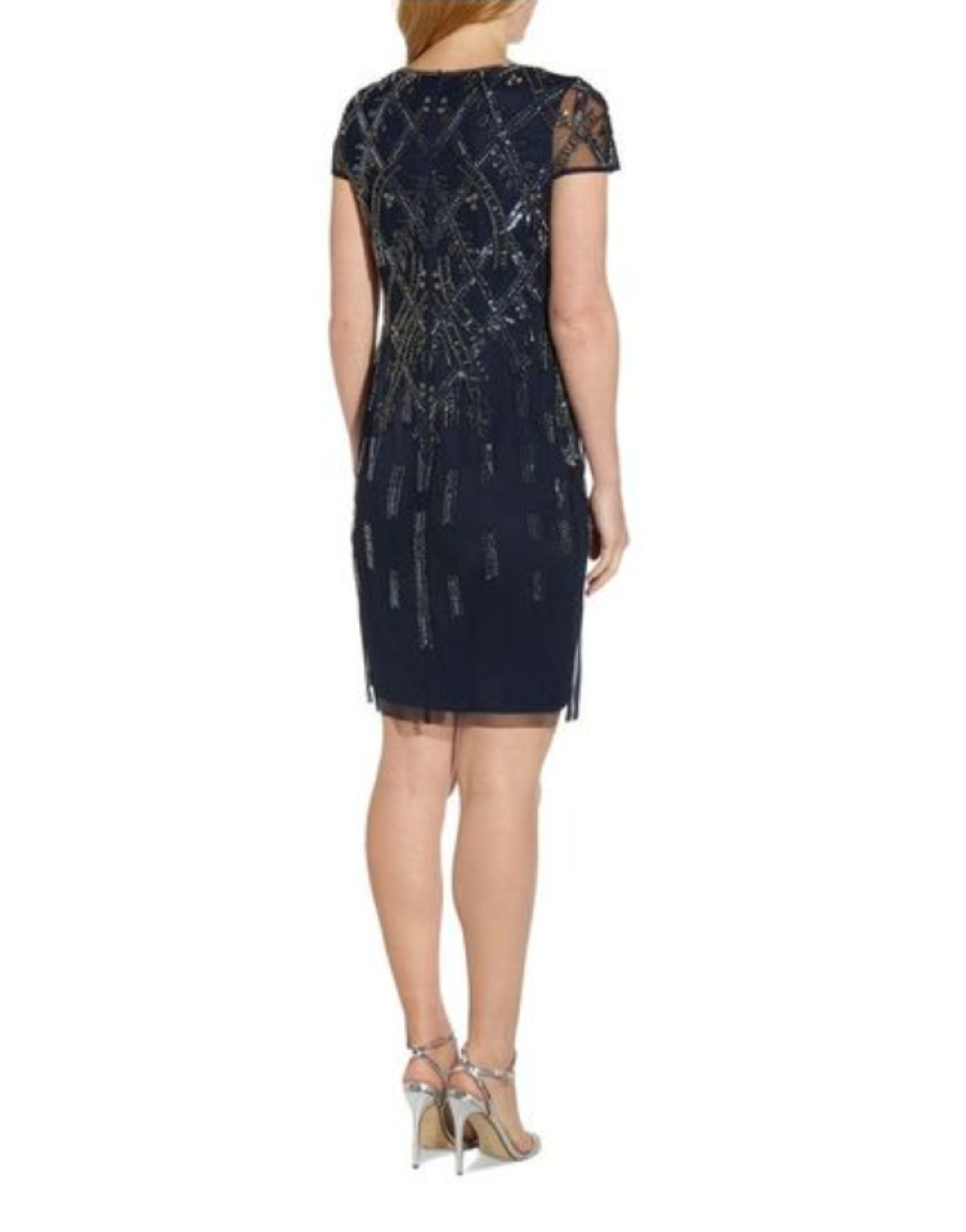 Adrianna Papell Beaded Cap Sleeve Sheath Dress