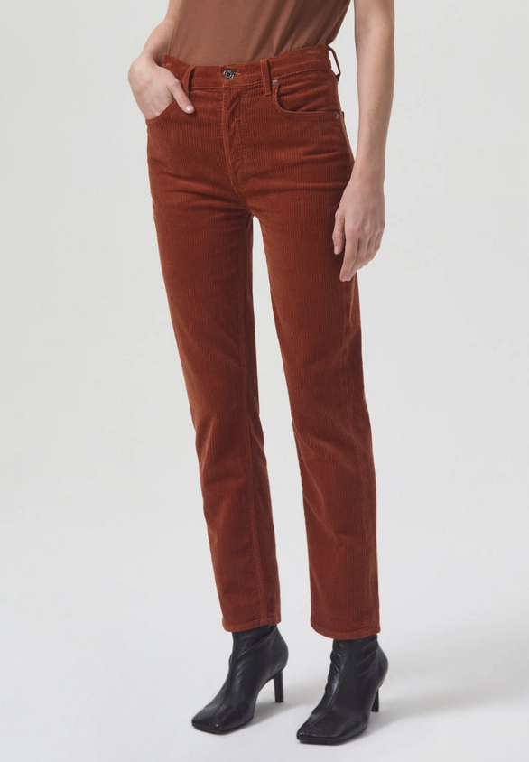 AGOLDE Riley High Rise Corduroy Ankle Straight Jeans