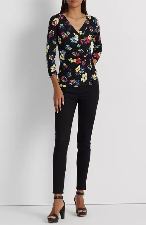 LAUREN RALPH LAUREN Floral Stretch Jersey Top