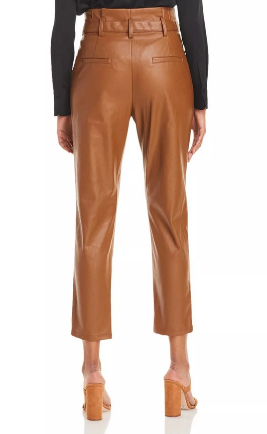 Lucy Paris Faux Leather Paperbag-Waist Pants